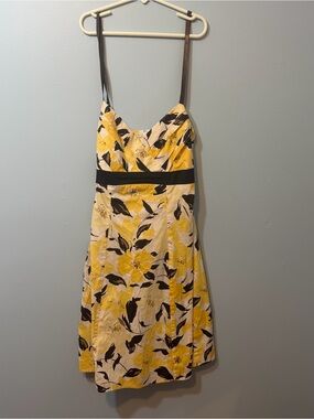 Trixxi Yellow Floral Midi Dress with Black Accents
